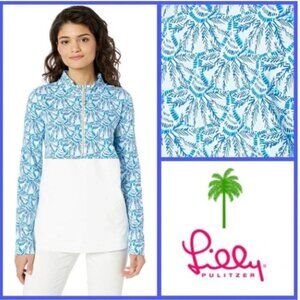 Lilly Pulitzer Asher One of a Kind Popover Whisper Blue UPF 50+ Size    EUC